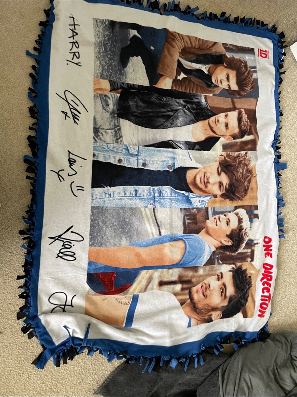 One Direction Photo Print Fleece Throw Blanket - black back